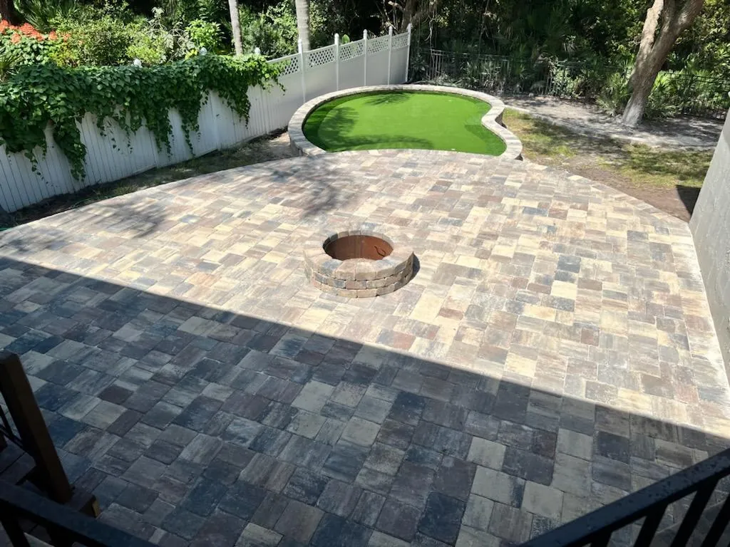 Custom fire pit paver installation Jacksonville